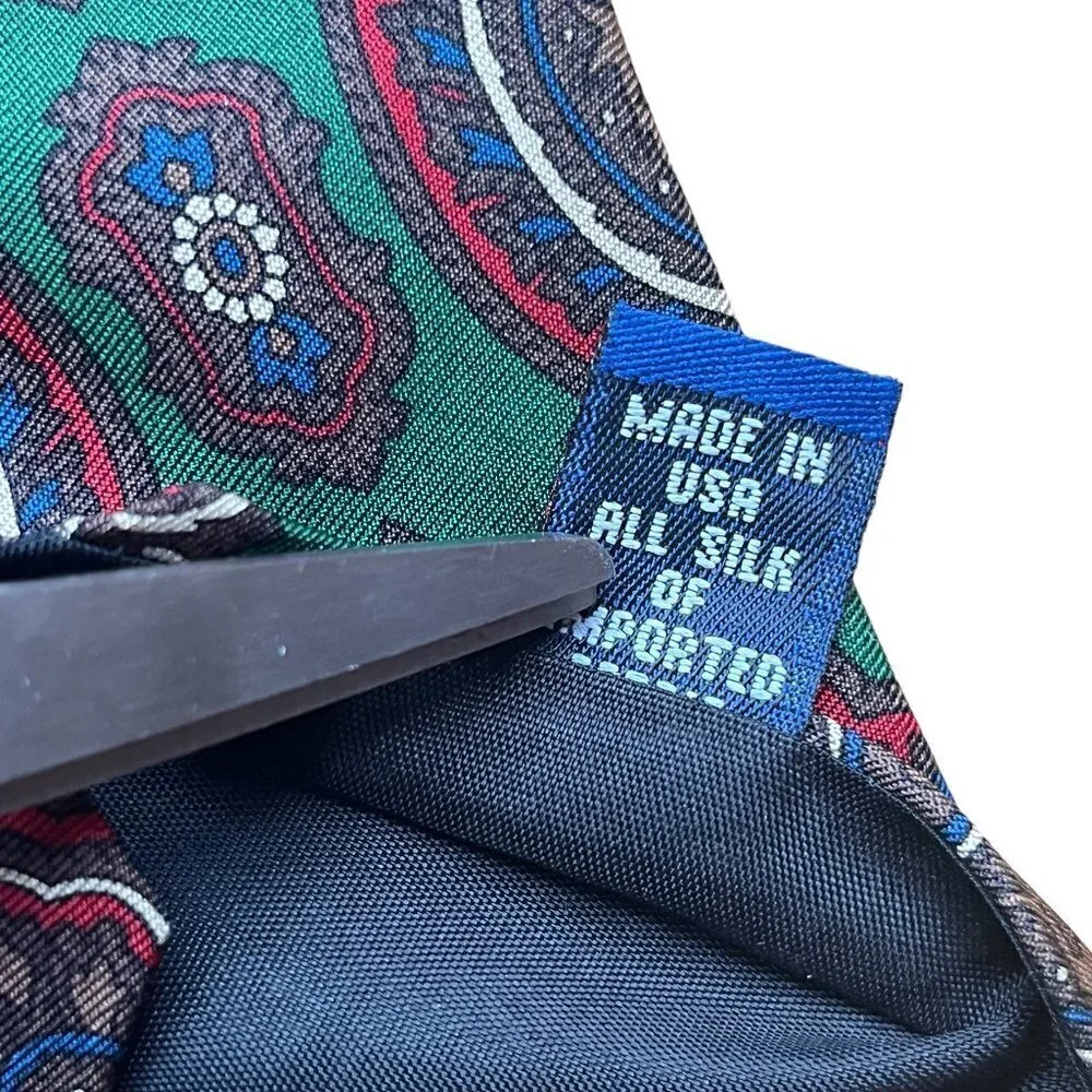 Vintage Tommy Hilfiger Italian 100% Silk Green and Red Necktie Made in USA